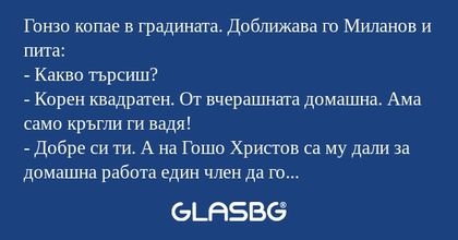 Гонзо копае в градината. Доближава...
