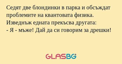 Седят две блондинки в парка и обсъждат...