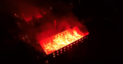 ВИДЕО: Снощният огнен ад заснет от дрон