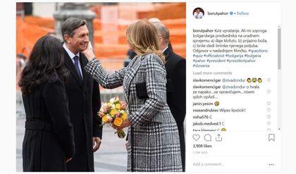 Радева допусна грешка с целувката и жеста към словенския президент