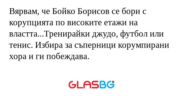 Вярвам, че Бойко Борисов се бори...