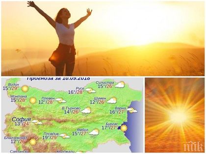 ЗЛАТЕН СЕПТЕМВРИ! Седмицата започва със слънчево и топло време