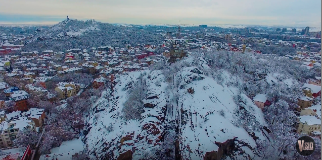 Вижте снежния Пловдив от птичи поглед ВИДЕО