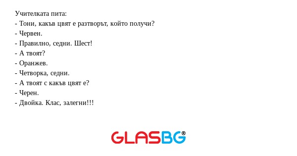 Учителката пита: - Тони, какъв...