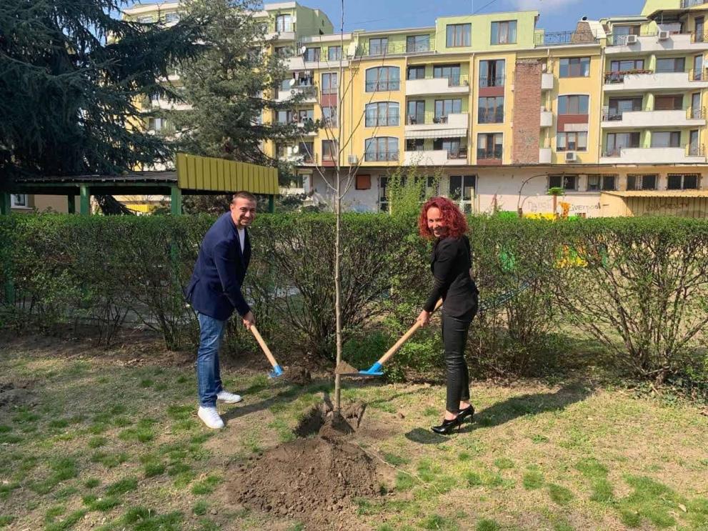 Димитър Колев и децата от „Дружба“ засадиха дръвчета за първа пролет