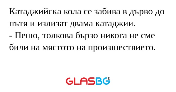 Катаджийска кола се забива в дърво...