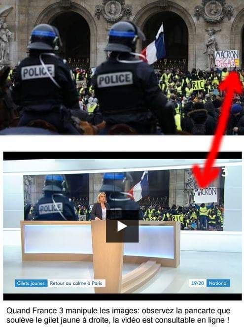 Френска телевизия скри надпис от плакати на протестиращи! СНИМКИ