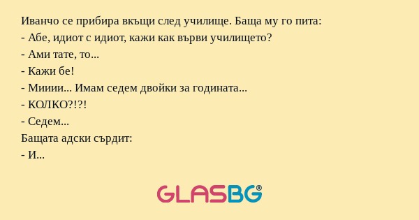 Иванчо се прибира вкъщи след училище...