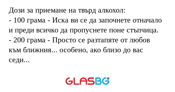 Дози за приемане на твърд алкохол...