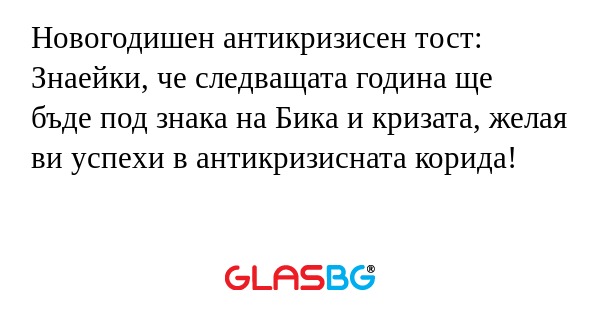 Новогодишен антикризисен тост...