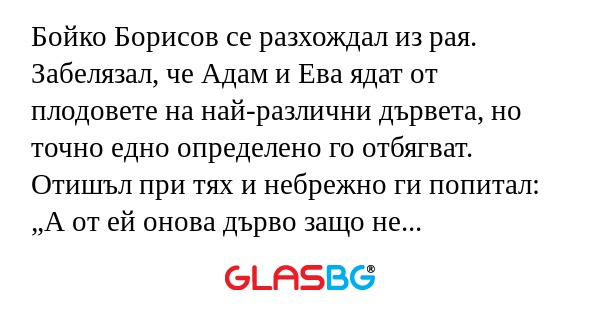 Бойко Борисов се разхождал из рая...