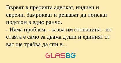 Вървят в прерията адвокат, индиец...