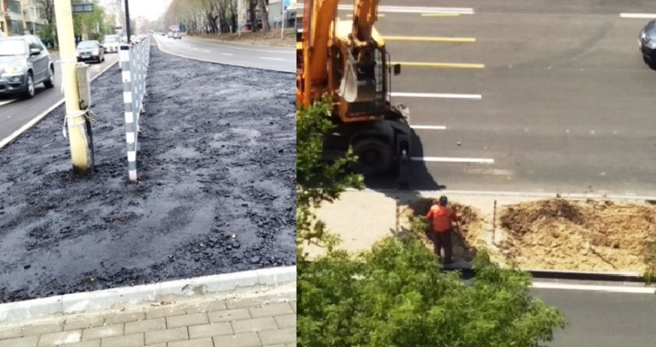 Във Варна е така! Първо асфалтираха разделителната линия на бул. 