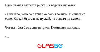 Един хванал златната рибка. Тя...