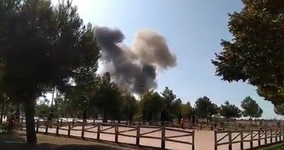 Изтребител се разби след участие в испанския военен парад