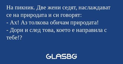 На пикник. Две жени седят, наслаждават...