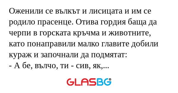 Оженили се вълкът и лисицата и...