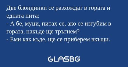 Две блондинки се разхождат в гората...