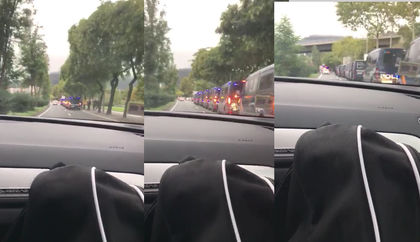 ВИДЕО: Десетки бусове на националната полиция на Испания в покрайнините на Барселона! Готови са да нахлуят в сърцето на Каталония