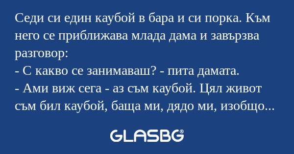 Седи си един каубой в бара и си...