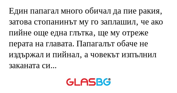 Един папагал много обичал да пие...