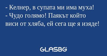 Келнер, в супата ми има муха...