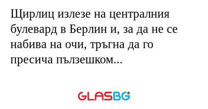 Щирлиц излезе на централния булевард...