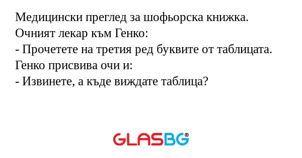 Медицински преглед за шофьорска...