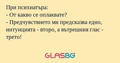 При психиатъра: - От какво се оплаквате...