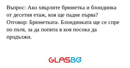 Въпрос: Ако хвърлите брюнетка и...