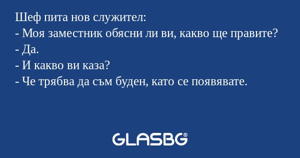 Шеф пита нов служител: - Моя заместник...