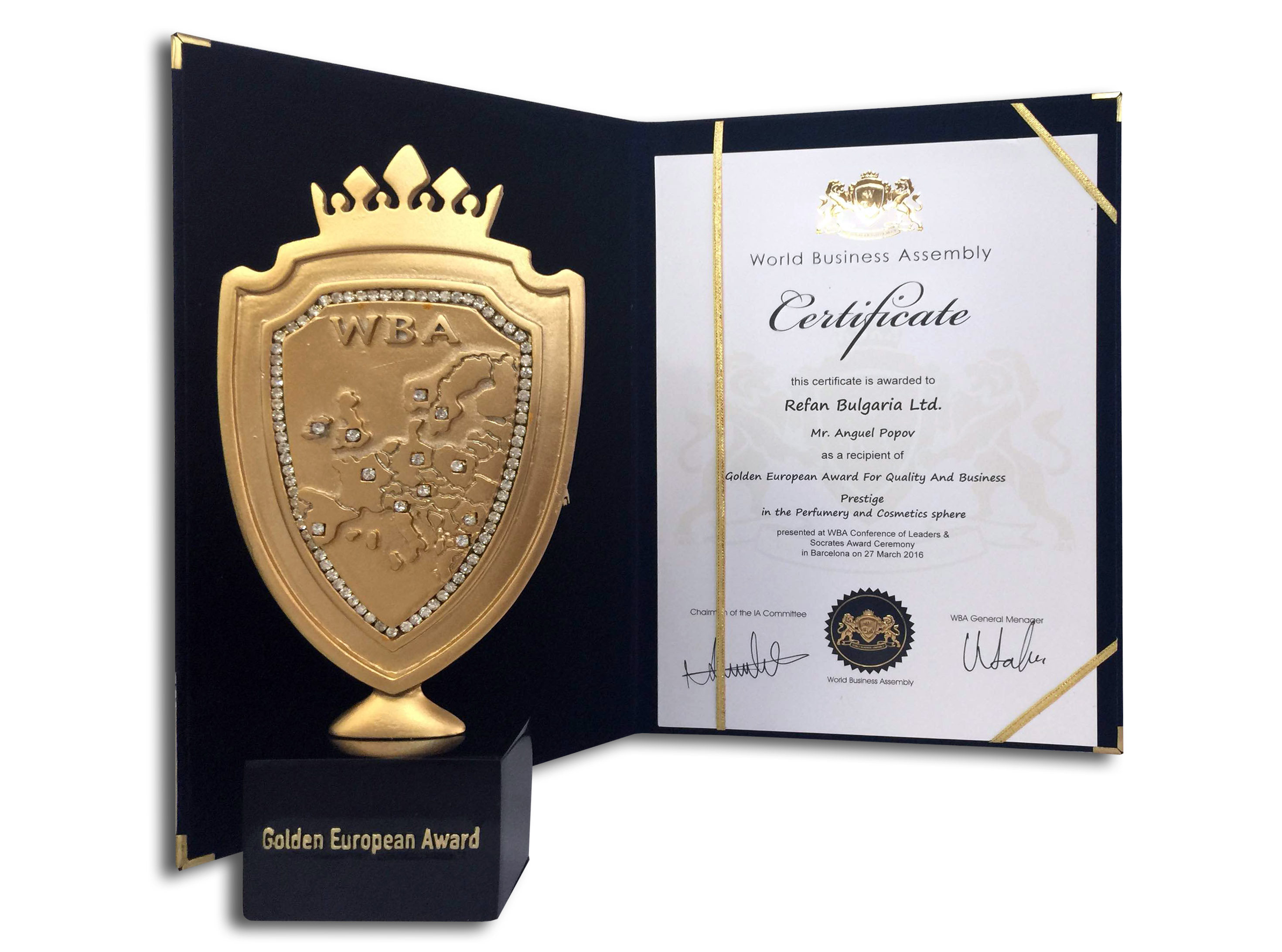 „РЕФАН БЪЛГАРИЯ“ с престижния приз Golden European Award 2016 г.