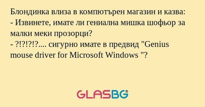 Блондинка влиза в компютърен магазин...