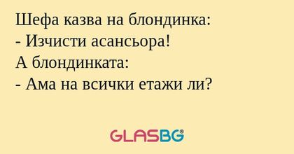 Шефа казва на блондинка: - Изчисти...
