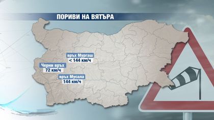 Опасен ураганен вятър в планините