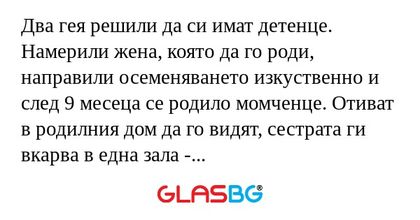 Два гея решили да си имат детенце...