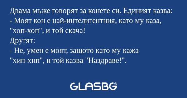 Двама мъже говорят за конете си...