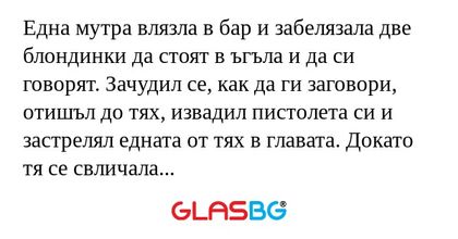 Една мутра влязла в бар и забелязала...