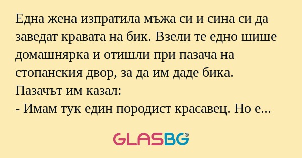 Една жена изпратила мъжа си и сина...