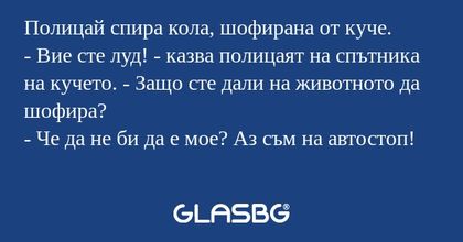 Полицай спира кола, шофирана от...