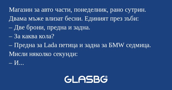 Магазин за авто части, понеделник...