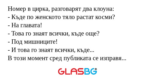 Номер в цирка, разговарят два клоуна...