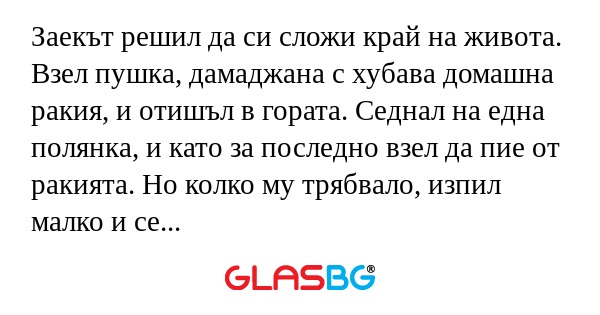 Заекът решил да си сложи край на...